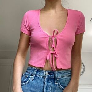 Aritzia pink tie top in XXS